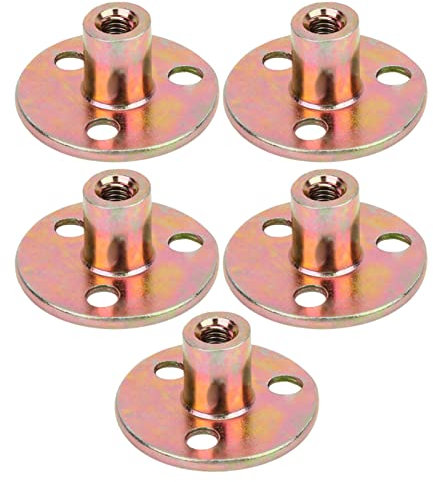 Hochleistungs-Flansch-T-Muttern Im 5er-Pack, 3-Loch-Möbelbefestigungen aus Verzinktem Stahl Mit Runder Basis, Drehfest(M6)