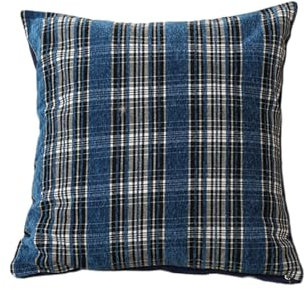 kissenbezüge 3 Stück Sofa Wohnzimmer Kissen Kissenbezug Baumwolle Leinen kariert Auto Büro Kissenbezug, blau