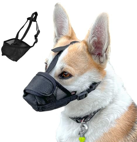 Weicher Atmungsaktiv Hunde Maulkorb Verhindert Beißen Bellen Kauen, Mundschutz für Haustiere, Hundemaulkorb Schutz aus Nylon, Verstellbarer Mesh Maulkorb für Kleine Mittlere Große Hunde (XS)