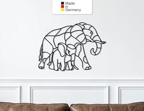 Elefant Line Art, Metall Wanddeko, Wanddeko Aus Metall, Wandbild aus Metall (Größe: 30 x 21 cm)