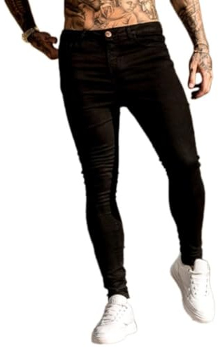 Oanviso Homme Jean Troué Mode Skinny Slim Fit Pantalon Denim Styles Déchiré Sport Trousers avec Fermeture Éclair Casual Pants Trekking Outdoor Cargo Vintage K Noir XL