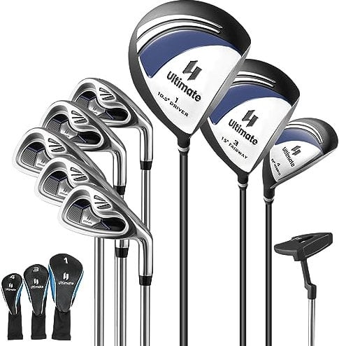 GYMAX Komplettes Golfschlägerset für Herren, 12-teiliges Golfschlägerset mit Schlägerhauben, inkl. 1# Driver, 3# Fairway, 4# Hybrid, 6# & 7# & 8# & 9# & P# Eisen, Putter