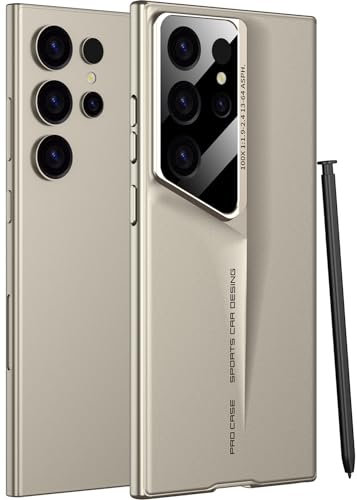 Hulveze Hülle für Samsung Galaxy S24 Ultra, Ultradünn Hartes PC-Sportwagen-Design, Stoßfest Staub-/Sturzsicher Rundumschutz Langlebig rutschfest Griffige Case für Samsung Galaxy S24 Ultra(Gold)