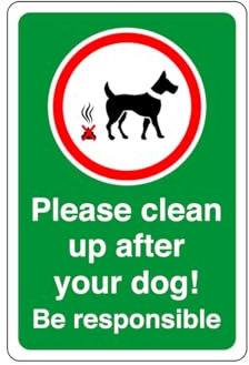 Safety First Display LTD Por favor, limpia después de tu perro. Sé responsable: plástico rígido de 1,2 mm para uso en interiores y exteriores (300 mm x 200 mm). Distancia de visualización dentro de 7