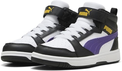 PUMA Unisex Kinder Rebound V6 Mid Ac+ Ps Sneaker, Puma White Team Violet Puma Black, 30 EU