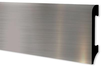 Battiscopa BC Spazzolato in POLIMERI EqualWood HI-TEC 75x14mm Nero, Bianco, Alluminio ecc. ALLUMINIO