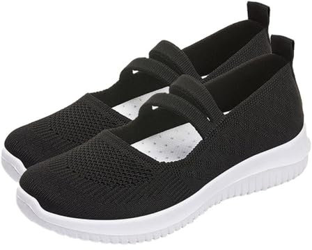 Chaussures orthopédiques pour femme - Chaussures de marche légères et confortables - Chaussures d'été larges en H - Respirantes - Pour la randonnée, la gym, le tennis, Noir , 38 EU