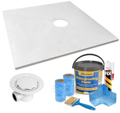 Thermopanel Tuffdeck Shower Tray Floor Formers for Vinyl Floors - 1000 x 1000 x 22mm with Waste and Tanking Kit