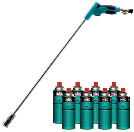 INTEC - Désherbeur thermique Brule Herbes Allumage piezo Adaptateur multi cartouches + 8 cartouches 227gr