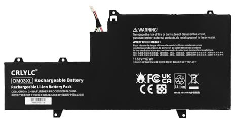 CRLYLC OM03XL Batterie pour HP EliteBook X360 1030 G2 Series 1GY30PA 1GY29PA OMO3XL OM03057XL 863280-855 HSTNN-I04C HSTNN-IB70 HSTNN-IB7O 863167-171 863167-1B1 Notebook Battery 11.5V 57Wh