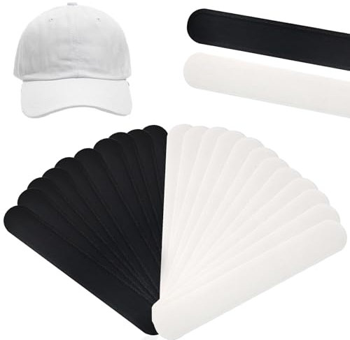 Huakaile 60 Stück Selbstklebende Schweißschutz Bänder und Pads für Männer und Frauen - Golf- und Baseball-Caps, Kragen, Helm-Ersatz in Weiß und Schwarz