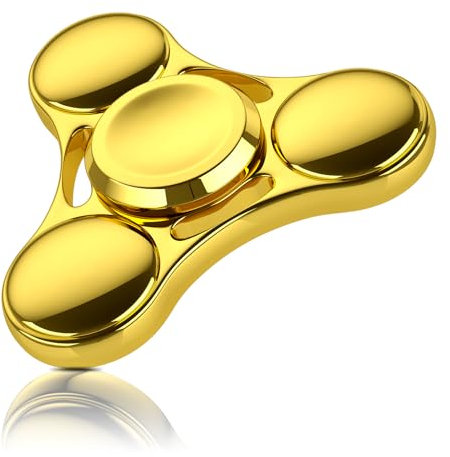 Coolden Fidget Spinner Metall Fidget Toys EDC Hand Spinner Edelstahl Lager 2-5 Min Hochwertig Finger Kreisel Spielzeug ADHD Anti Stress Spielzeug Tri-Spinner Fidget Toy für Erwachsene Kinder Gold