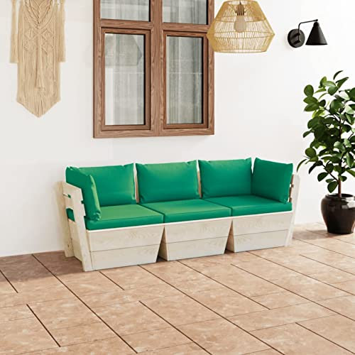 ShGaxin Garten-Palettensofa 3-Sitzer mit Kissen, Garten Loungemöbel, Lounge Sofa Outdoor, Gartensofa, Gartencouch, Outdoor Möbel Sofa, Fichtenholz
