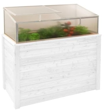 WESTMANN Aluminium Frühbeetaufsatz Genus 130 | Hochbeetabdeckung mit Polycarbonat-Doppelstegpaneelen | Zubehör für Hochbeet Klassik 130 | Silber | 125x62x41 cm