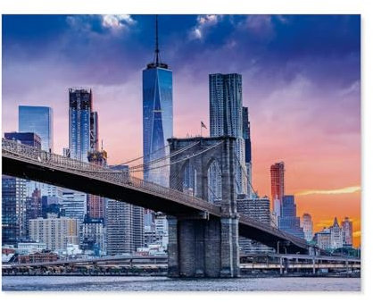 Puzzle 1000 Stück，New York, von Brooklyn nach Manhattan，Klassische Puzzle 3D Puzzle DIY Kit Holz Spielzeug Einzigartiges Geschenk Wohnkultur（75x50cm）-A41