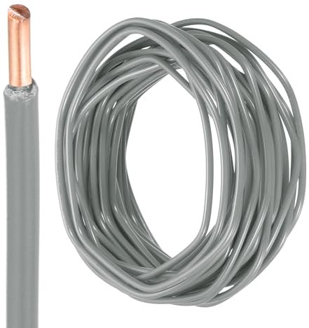 sourcing map 25 Feet Electrical Wire Insulated Solid Copper 12 AWG Hook Up Wire Cable THHN Wire Residential, Industrial, Grounding, Electrical Rated for 600 Volts, UL listed, Gray