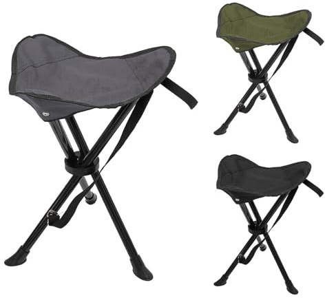3-Bein Hocker Anglerhocker Klapphocker Campinghocker Falthocker Outdoor Tragegurt max 100Kg Tragbar faltbar, Farben:Schwarz
