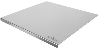 FUMOSA IMPASTO Edelstahl-Arbeitsplatte für Teig, 50 x 50 cm ohne Aufkantung | Silikon-Antirutschmatte inkl., 5 Größen verfügbar, Aufkantung optional, Als Schneidebrett verwendbar