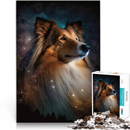 1000-teiliges Puzzle für Erwachsene Spielzeug-Intellektuelles Spiel Langhaarcollie Stil 5 Geeignet für die Schreibtischdekoration38x26cm