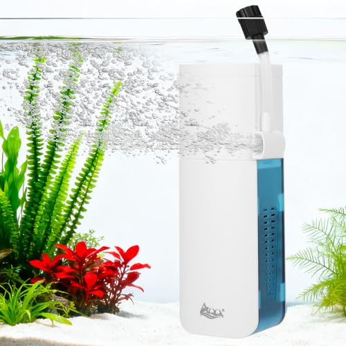 AQQA Aquarium Filter,Einstellbarer Aquarium Innenfilter mit 600L/H Wasserpumpe,Leiser Aquarium Filterpumpe,7W Aquarien Schwammfilter,Sauerstoff,Filterung,Wasserzyklus,für 75-150L Aquarien