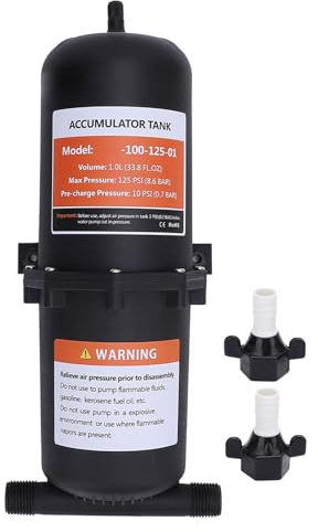 YUEHISY Tanque de Acumulador Marino 1L, Protección de la Bomba, Control de Pulsación, Instalación de Tuercas de Ala Fácil, Válvula de Neumático de Automóvil de 1/2 125 PSI