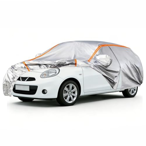 Auto Abdeckplane für Nissan Micra(1992-2025) | UV Schutz Staubdicht Winddichte, Allwetterschutz mit Reflektierenden Streifen