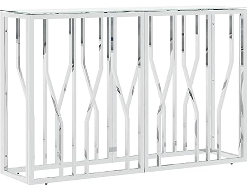 Tomostar Table Console, Console Meuble Table d'entrée de Couloir argenté 110x30x70 cm Acier Inoxydable et Verre