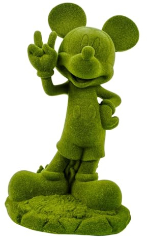 Mickey Mouse Gartenfigur grün beflockt 20,5 cm Offiziell lizenzierte Disney Deko Figur aus Polyresin | Wetterfest für Garten, Balkon & Wohnzimmer | Stylische Geschenkidee