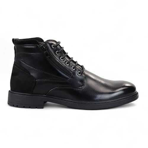 Infinity Leather Dolcetto Herren-Biker-Schnürstiefeletten, schwarz