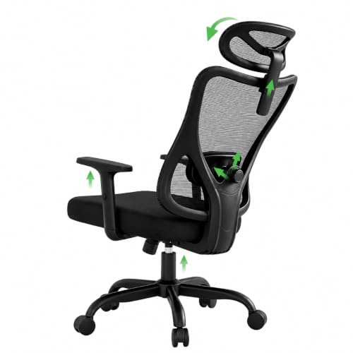 Marsail 2026 Neu Bürostuhl Ergonomisch, 104°–130° Arretierbare Rückenlehne | Schreibtischstuhl, 2D Kopf- Und Lendenstütze, Weiches 8 cm Sitzkissen, Netzrücken, 360° Drehbar, Höhenverstellbar, Bis 150 kg