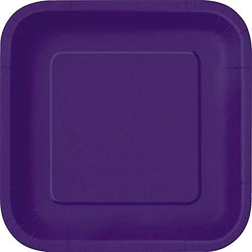 Unique Party- Paquete de 16 platos cuadrados de papel, Color morado oscuro, 18 cm (33040)