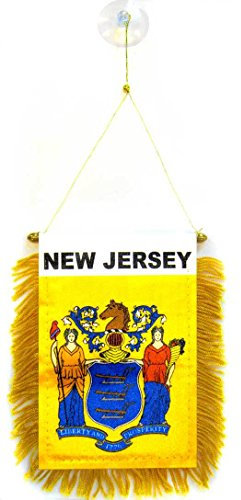 AZ FLAG - Wimpel New Jersey - 15x10 cm - Bundesstaat New Jersey Mini Flagge 10 x 15 Cm - Auto Pennant Spezielle Auto