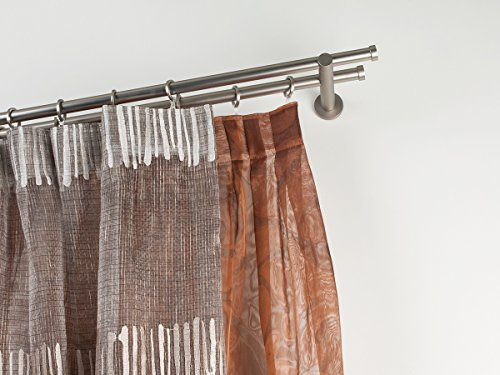 InCasa Doppelte Gardinenstange Ø 20 mm, Länge: 320 cm, gebürsteter Edelstahl – komplett