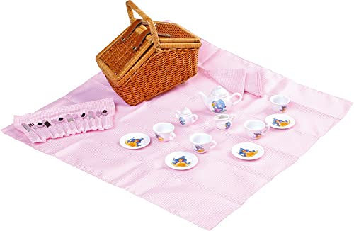 small foot Picknickkorb Romantik aus beflochtenem Holz, Inklusive Geschirr-Set, ab 3 Jahren, Art.-Nr. 5300