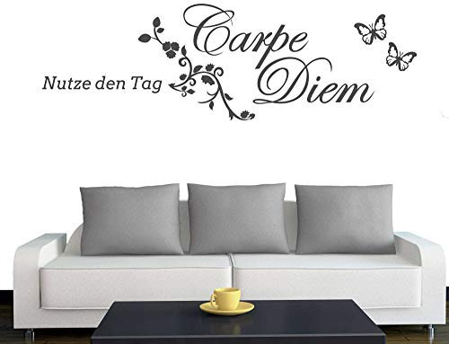 A604 Wandtattoo Carpe Diem 90cm x 28cm anthrazit (erhältlich in 40 Farben und 4 Größen)