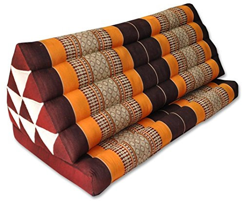 Kapok Thaikissen, Yogakissen, Massagekissen, Kopfkissen, Tantrakissen, Sitzkissen - Braun/Orange (Kissen mit Einer Auflage XXL 79x39x46 (81116))