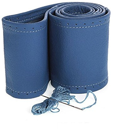 myshopx Lenkradbezug Lenkradschoner Lenkradhülle BLAU Echt Leder Ø 37-39cm/9,5cm NEU!!