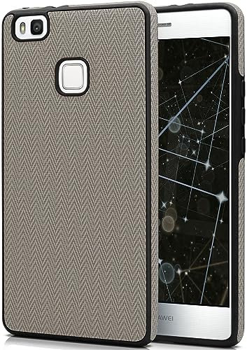 moex® Cover in silicone, inserti in stoffa compatibile con Huawei P9 Lite | Ottima presa, Tortora/nero