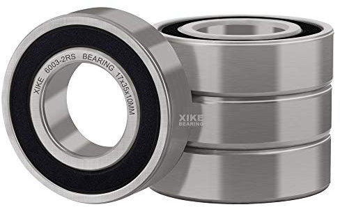 XiKe 4 Stück 6003-2RS Kugellager 17x35x10mm Gummi Doppeldichtung und Vorgeschmiert, 6003RS Chromstahl-Rillenkugellager.