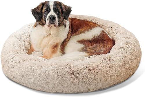 Best Friends by Sheri The Original Calming Donut - Beruhigendes Haustierbett - maschinenwaschbarer Reißverschluss-Bezug - Taupe - 114 x 114 cm - XL