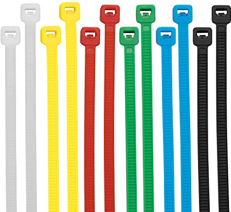 XINGO 1000 Stück Kabelbinder aus strapazierfähigem Nylon, selbstsichernd, Nylon-Kabelbinder für drinnen und draußen (200 mm x 3.6 mm, Bunt)