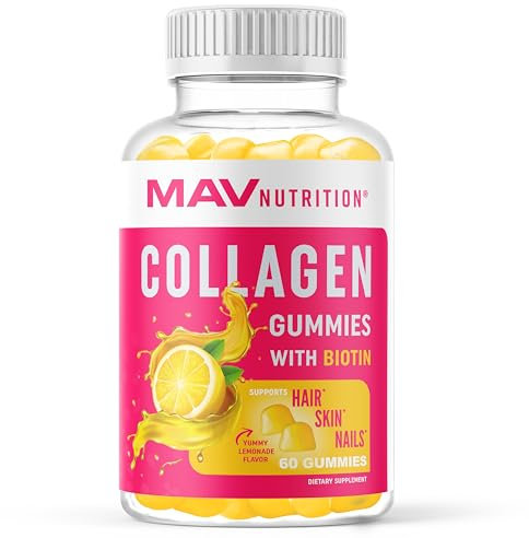 Collagen Gummies for Women | 200mg Hydrolyzed Collagen + 2500mcg Biotin, with Vitamin C, E & Zinc | Anti Aging, Hair Growth, Skin, Strong Nails | Non-GMO Gummy Vitamin Supplements | 60 Count