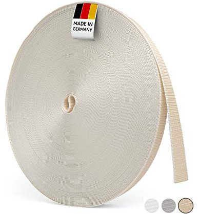 BAUHELD® 50m Rolladengurt 14mm 18mm 20mm 23mm [Made in Germany] Für Rolläden an Türen & Fenster geeignet [Hohe Reißfestigkeit und UV-Stabilität] Rolladen-Gurtband Grau Weiß Beige Braun