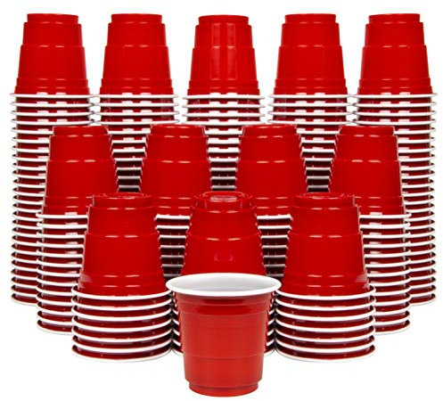 GoPong 200 Pack 2 oz Plastic Shot Cups - Mini 2oz Party Cups, Red