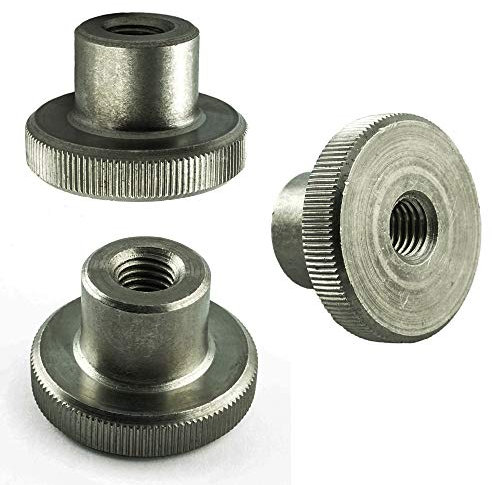 M6 (10 Stück) Rändelmuttern hohe Form - Edelstahl VA A1 V1A - Rändel-muttern rostfrei - mit Bund - Daumen-muttern - DIN 466 | AGBERG