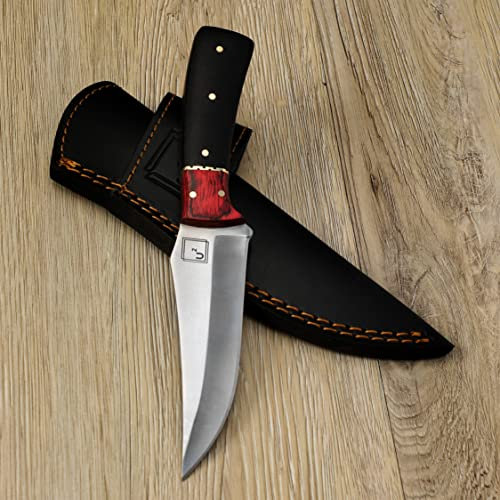 USQUARE UE-007,21.59 cm Jagdmesser mit Scheide, festem Klingenmesser, 420C Stahl Bushcraft Messer, schwarzem Micarta und Pakka Holzgriff, Full Tang, entwickelt für Jagd & Camping