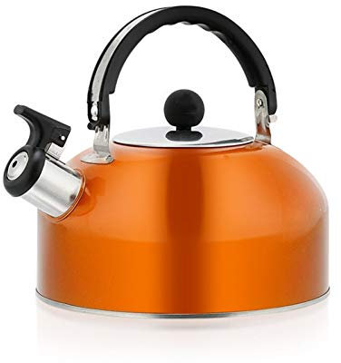 BEDSETS Pfeifkessel Mit-Griff,Beste 3 Liter Moderne Wasserkessel Induktion Pfeifkessel Aus Edelstahl, Indutkion, Pfeifkessel (Orange)