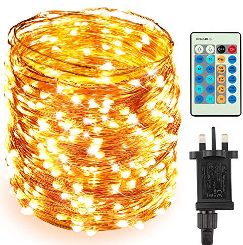 Speclux Fairy Lights Plug in Mains Powered with Remote, 50M 500 LEDs Waterproof Copper Wire String Lights,Dimmable Remote Control Starry Fairy Lights for Bedroom,Camping DIY Party Garden Tree