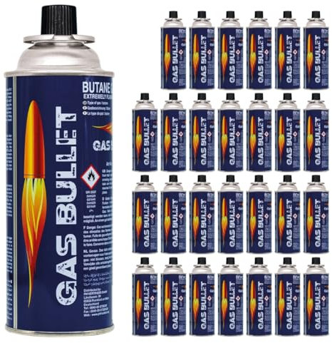 Gas Bullet ® 28 x Gaskartuschen 227g | Typ: Bajonett-Ventilkartusche | Ideal für Camping/Outdoorküchen/Notfälle