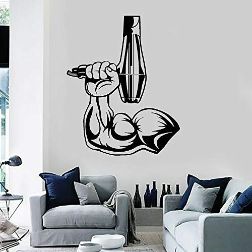 Zdklfm69 WandSticker Wandtattoos Friseur Vinyl Friseur Haartrockner Friseursalon Herren Hand Friseur Dekoration Poster 76x61cm